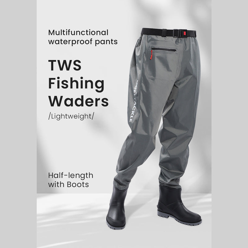 TWS Fishing Waders Half-length with Boots Waterproof Wader with Belt for Fly Fishing