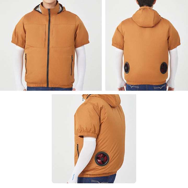 Air Cooling Shirt, 2pc Fan 18V Electric Air Conditioned T-shirt for Hot Weather Outdoor