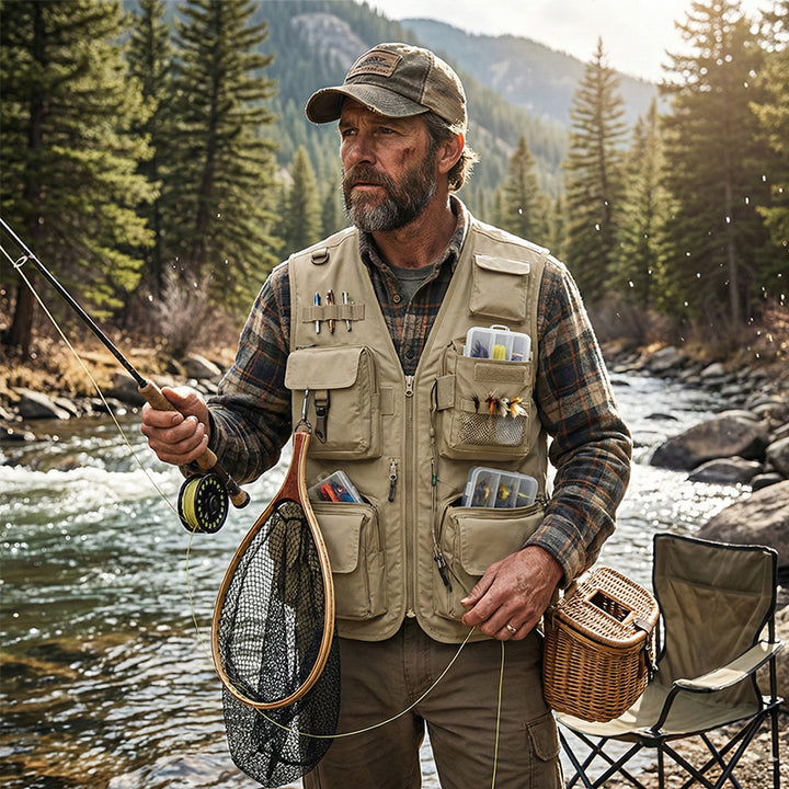 Men’s Lightweight Utility Vest – 16-Pocket Fishing, Photography & Travel Vest with Mesh Back