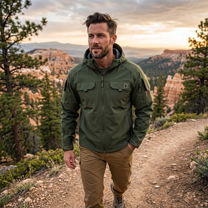 Men’s Lightweight Hooded Tactical Jacket – Multi-Pocket Outdoor Windbreaker