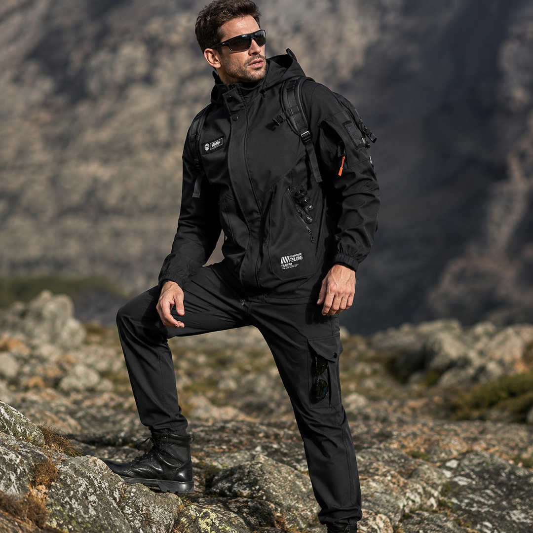Men's Tactical Softshell Jacket & Cargo Pants Set – Multi-Pocket Outdoor Workwear Suit