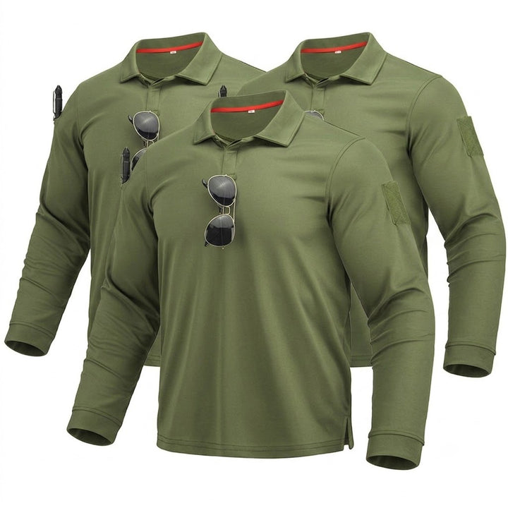 3PACK Men’s Quick-Dry Long Sleeve Polo Shirt