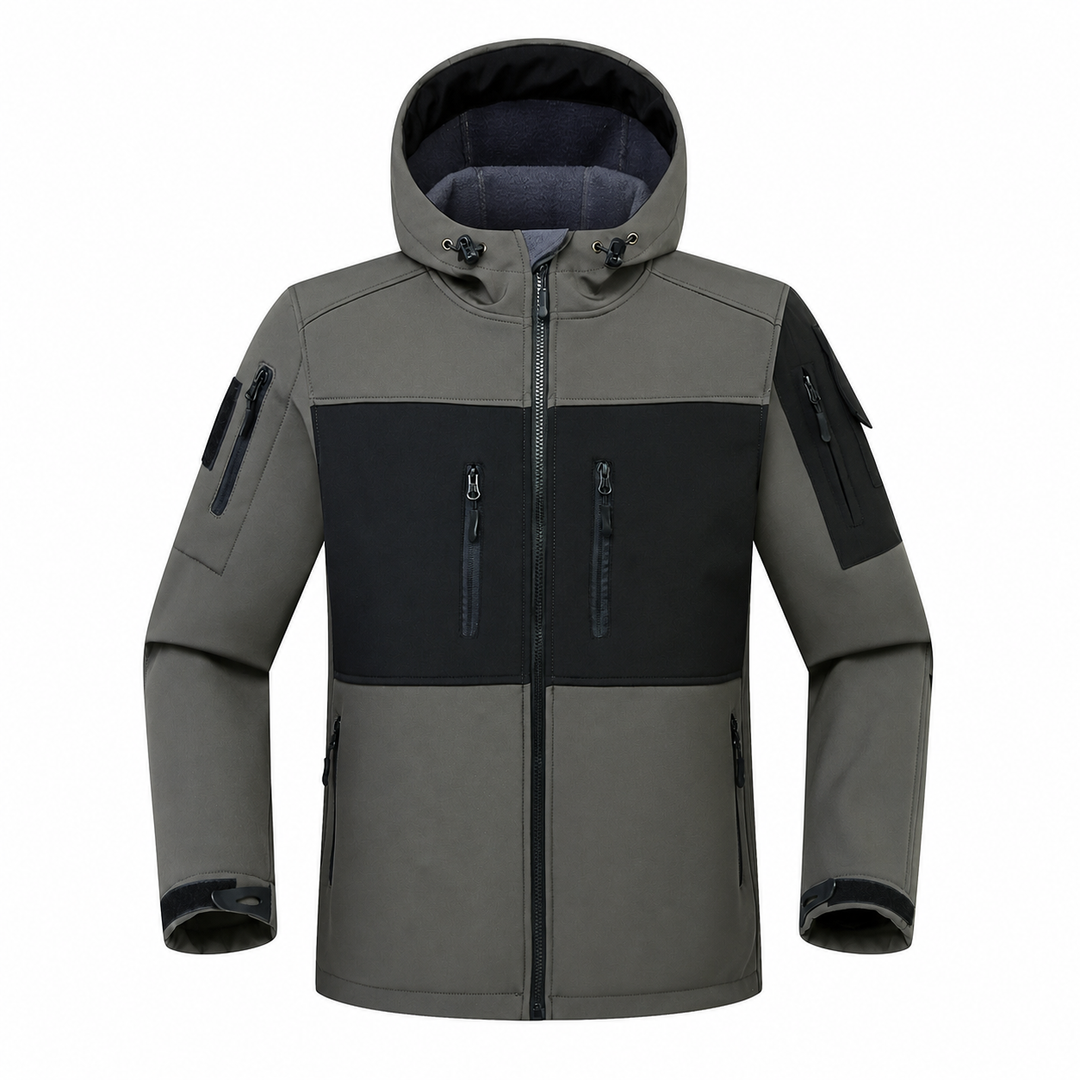 Men's Fleece-Lined Softshell Jacket – Hooded Outdoor Workwear Coat