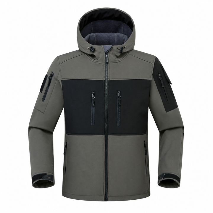 Men's Fleece-Lined Softshell Jacket – Hooded Outdoor Workwear Coat