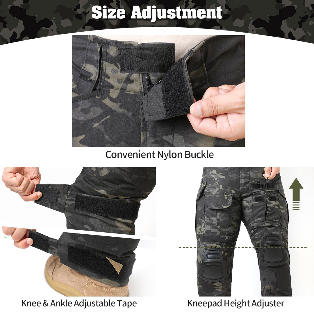 G3 Pro Combat Pants with Knee Pads Rip - Stop Tactical Pants Dark Camo - TWS USA