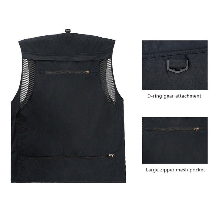 Men’s Lightweight Utility Vest – 16 - Pocket Fishing, Photography & Travel Vest with Mesh Back - TWS USA