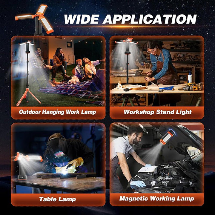 Rechargeable 9000mAh Camping Light with Adjustable Tripod, 2600 Lumens Cordless Work and Emergency Lamp - TWS USA