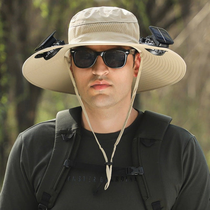 Solar - Powered Double Fan Sun Hat – Wide Brim Outdoor UV Protection Fishing Cap - TWS USA