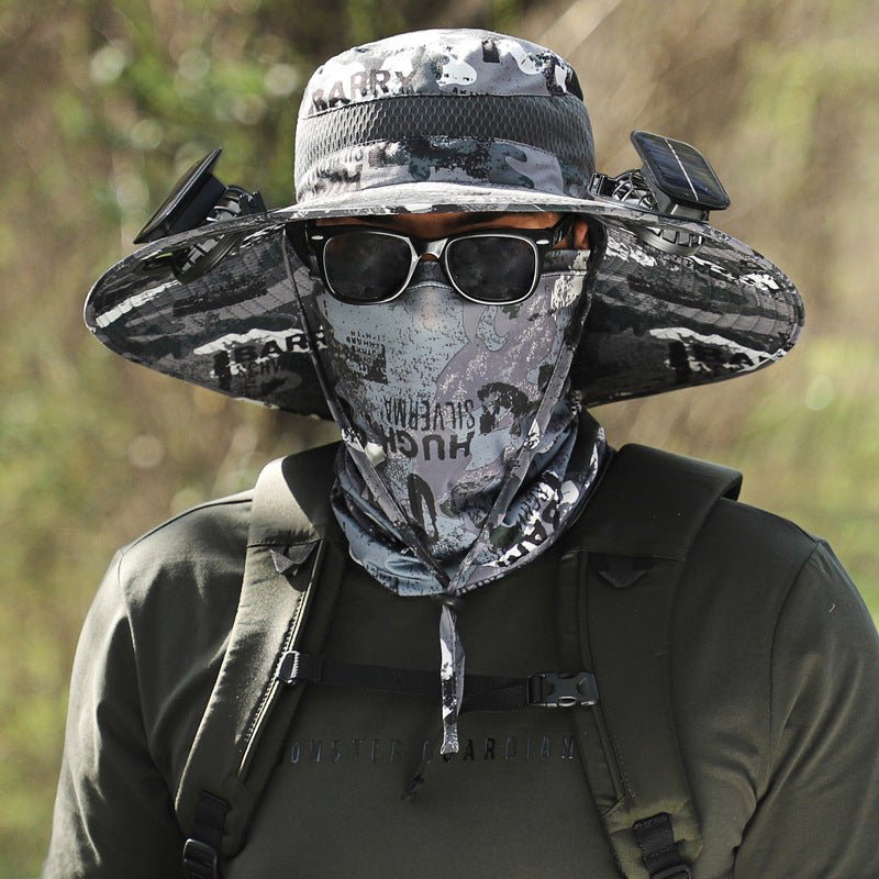 Solar - Powered Double Fan Sun Hat – Wide Brim Outdoor UV Protection Fishing Cap - TWS USA
