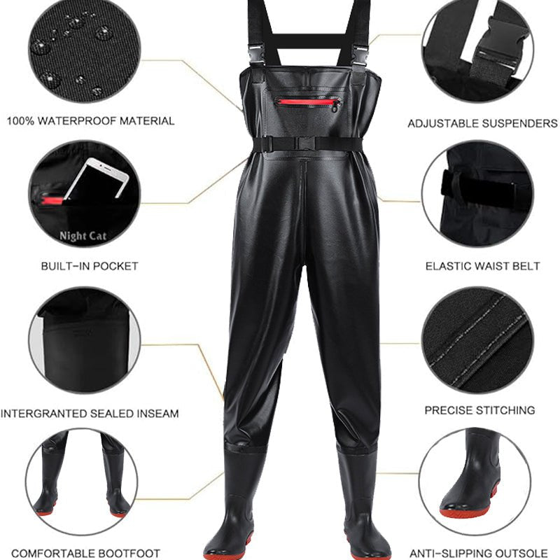 TWS Chest Waders with Boots – Waterproof Fishing & Hunting Waders for Men & Women, Durable 2 - Ply Nylon/PVC Chest Waders for Outdoor Use - TWS USA