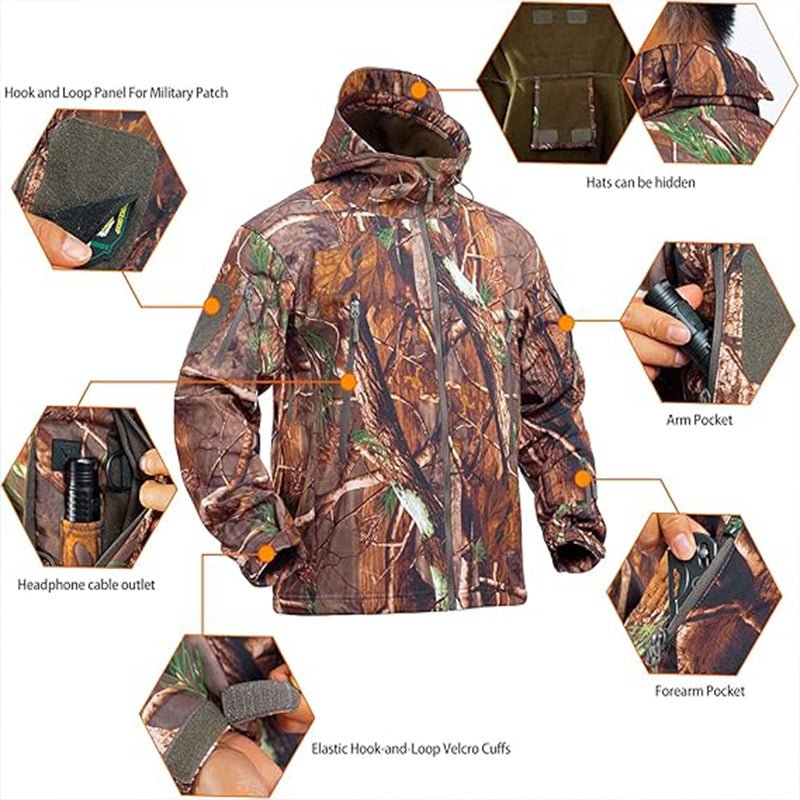 TWS Ultra Silent Hunting Suit Men's Water Resistant Softshell Clothes Camouflage Field Gear - TWS USA