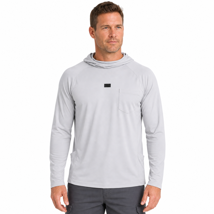 Lightweight Quick-Dry UPF 50+ Hooded Sun Shirt with Built-In Neck Gaiter