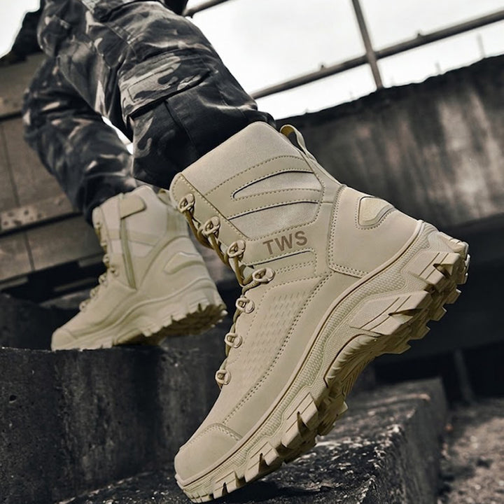 Men’s High-Top Tactical Hiking Boots – Rugged Outdoor Combat Boots with Traction Sole