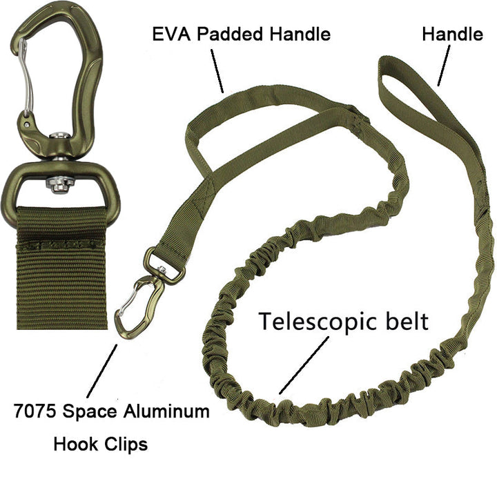Retractable Tactical Bungee Dog Leash with 7075 Space Aluminum Hook Clips