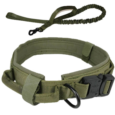 Adjustable Tactical Dog Collar with Leash, 1.5'' Width Nylon Military Training Dog Collar